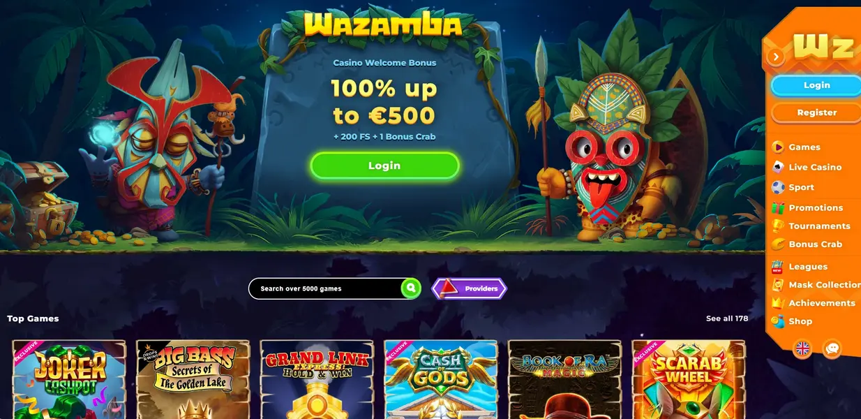 Wazamba Casino Λόμπι Παιχνιδιών